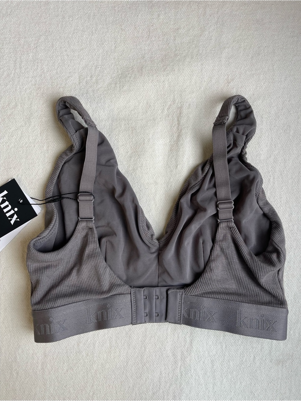 Knix Logo Rib Modal Bra Grey - Picture 9 of 12